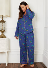 Womens Cotton Traditional Pyjamas Navy Hummingbird