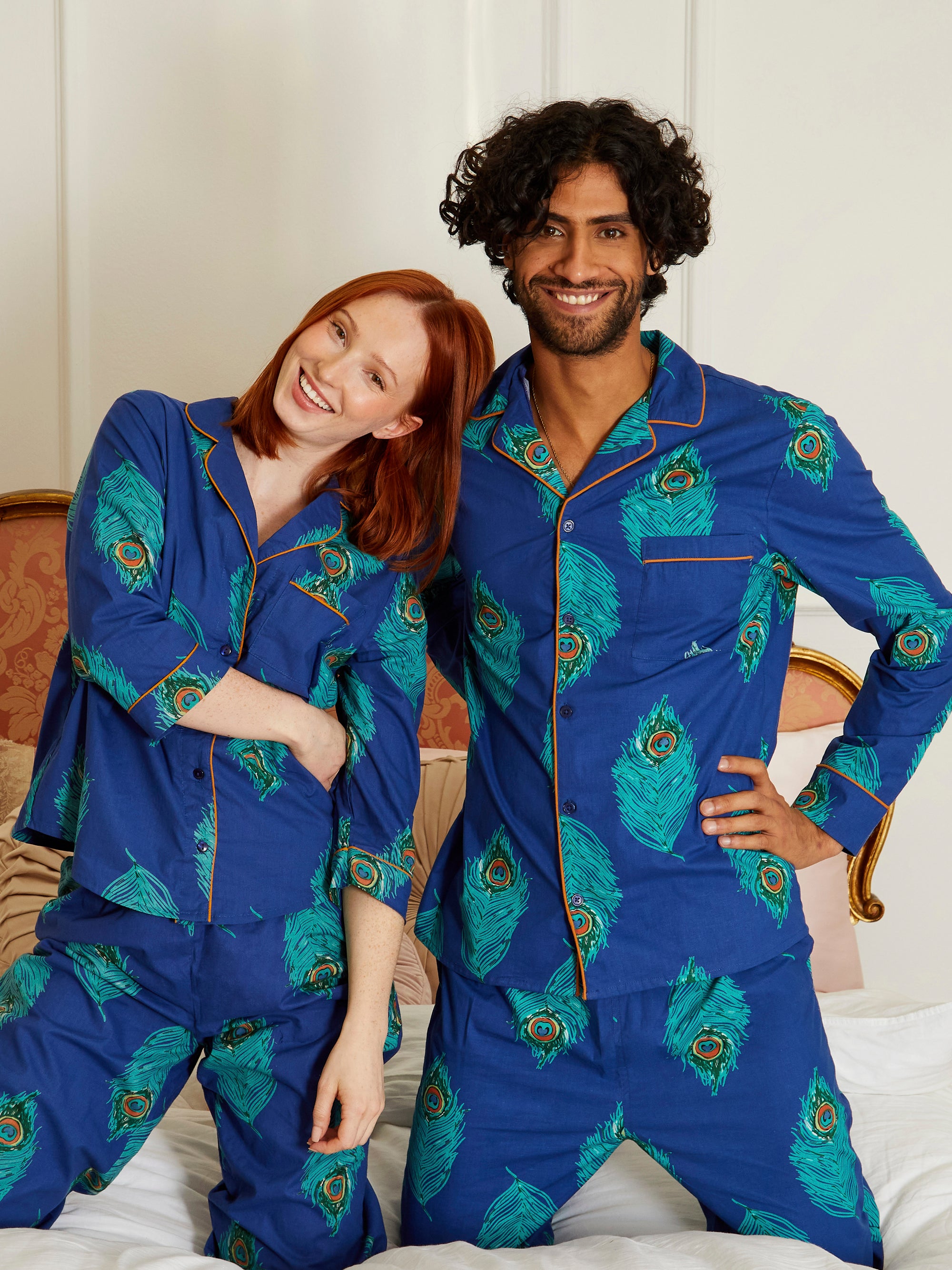 Mens Cotton Traditional Pyjamas, Navy Peacock – THEIR NIBS